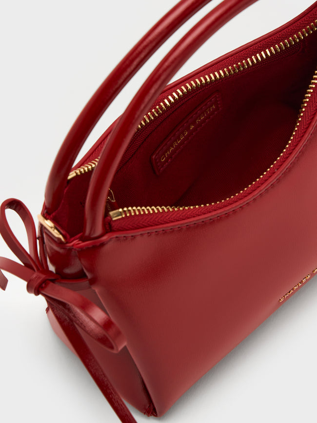 CHARLES & KEITH Women Hazel Bow Horse-Motif Top Handle Bag_Tomato Red
