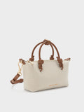 CHARLES & KEITH Women Sammie Canvas Knotted-Handle Tote Bag_Chocolate