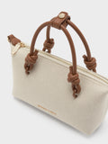 CHARLES & KEITH Women Sammie Canvas Knotted-Handle Tote Bag_Chocolate