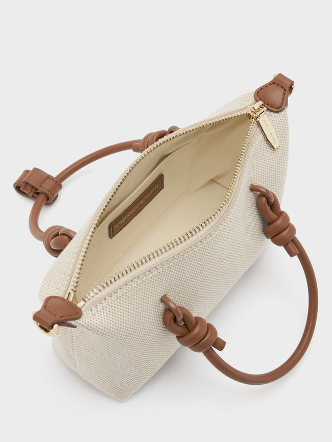 CHARLES & KEITH Women Sammie Canvas Knotted-Handle Tote Bag_Chocolate