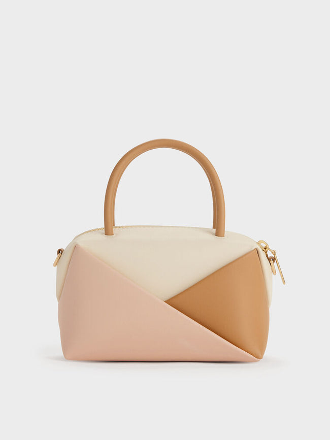 CHARLES & KEITH Women Midori Geometric Bowling Bag -Multi Pink