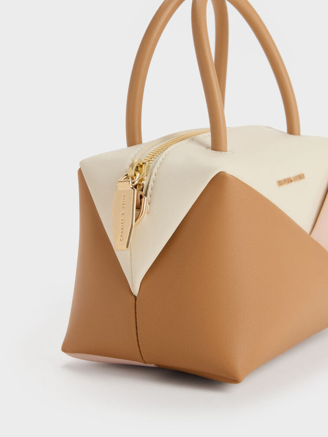 CHARLES & KEITH Women Midori Geometric Bowling Bag -Multi Pink