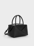 CHARLES & KEITH Women Midori Geometric Bowling Bag -Jet Black