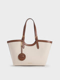 CHARLES & KEITH Women XL Enola Canvas Tote Bag_Chocolate