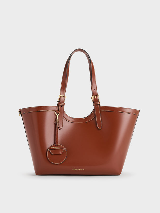 CHARLES & KEITH Women XL Enola Tote Bag_Brick