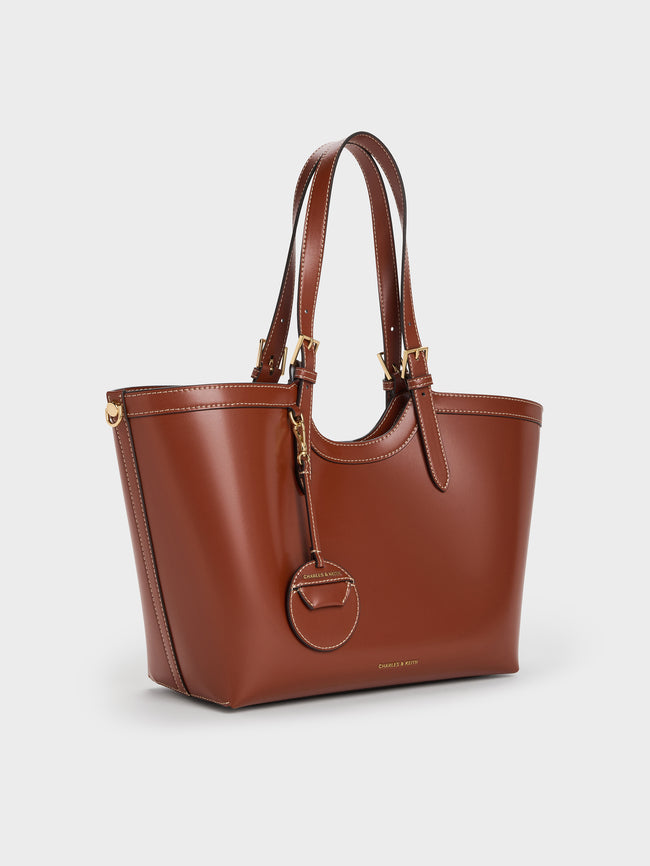 CHARLES & KEITH Women XL Enola Tote Bag_Brick
