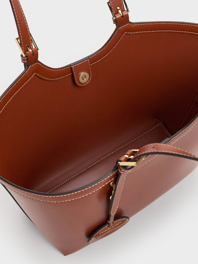 CHARLES & KEITH Women XL Enola Tote Bag_Brick