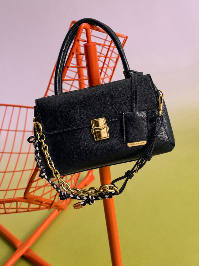 CHARLES & KEITH Women Acelynn Rope-Chain Tote Bag -Black