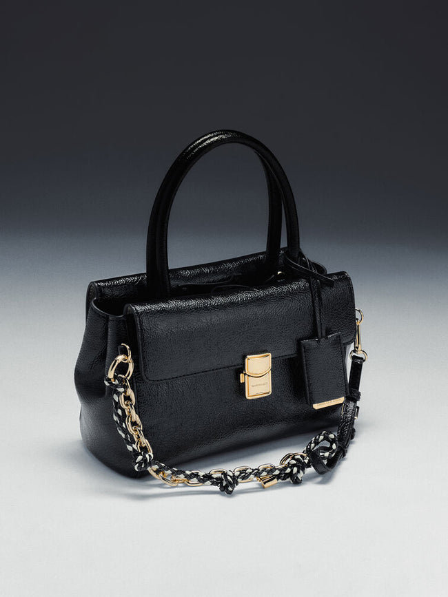 CHARLES & KEITH Women Acelynn Rope-Chain Tote Bag -Black