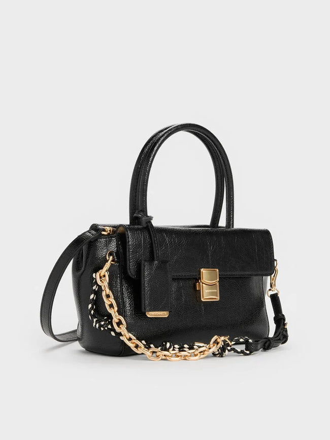 CHARLES & KEITH Women Acelynn Rope-Chain Tote Bag -Black