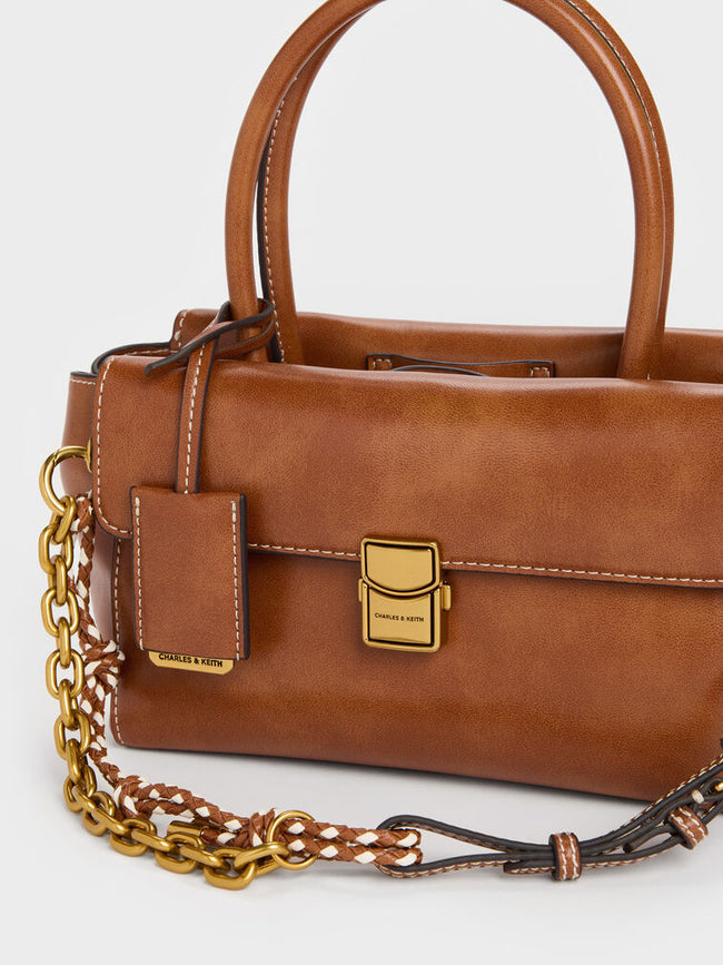 CHARLES & KEITH Women Acelynn Rope-Chain Tote Bag -Distressed Tan