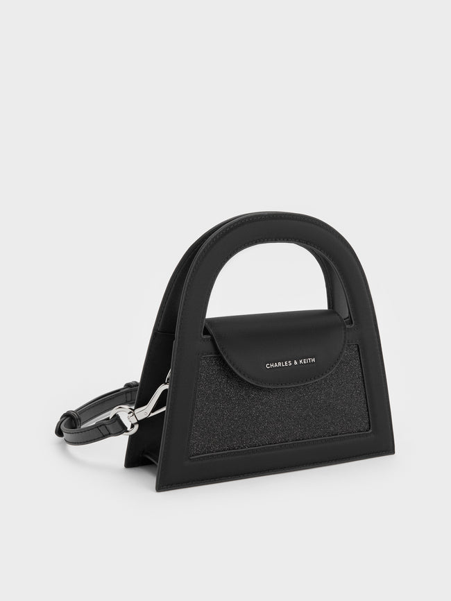 CHARLES & KEITH Women Este Glittered Top Handle Bag_Black