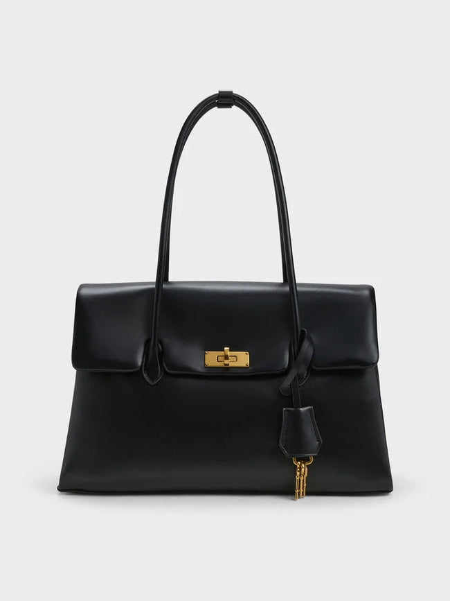 CHARLES & KEITH Women Kerry Trapeze Tote Bag_Black