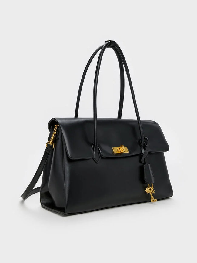 CHARLES & KEITH Women Kerry Trapeze Tote Bag_Black