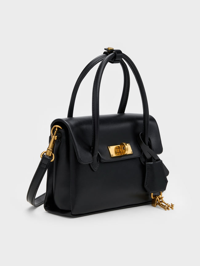 CHARLES & KEITH Women Mini Kerry Turn-Lock Tote Bag_Black