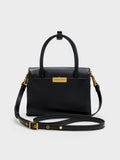 CHARLES & KEITH Women Mini Kerry Turn-Lock Tote Bag_Black