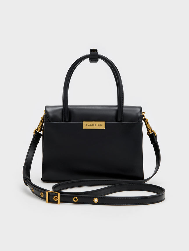 CHARLES & KEITH Women Mini Kerry Turn-Lock Tote Bag_Black