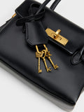 CHARLES & KEITH Women Mini Kerry Turn-Lock Tote Bag_Black