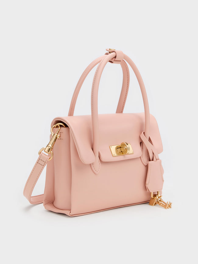 CHARLES & KEITH Women Mini Kerry Turn-Lock Tote Bag_Pink