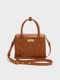 CHARLES & KEITH Women Mini Kerry Turn-Lock Tote Bag_Distressed Tan