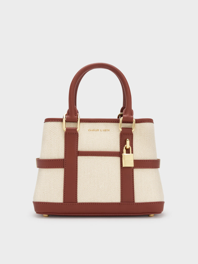 CHARLES & KEITH Women Mini Scottie Canvas Tote Bag_Brick
