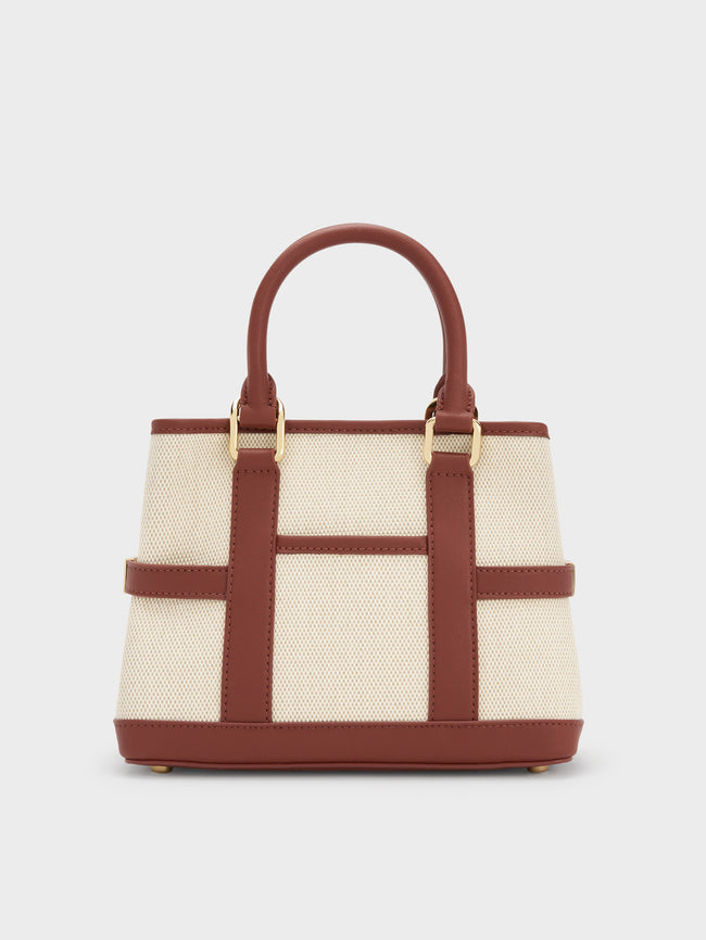 CHARLES & KEITH Women Mini Scottie Canvas Tote Bag_Brick