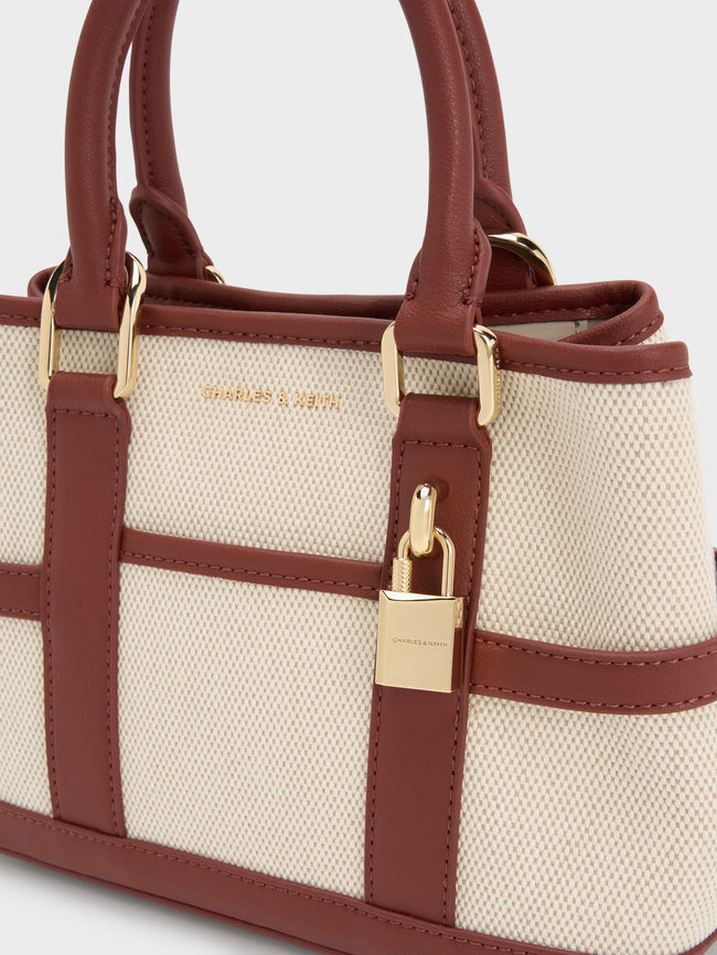 CHARLES & KEITH Women Mini Scottie Canvas Tote Bag_Brick