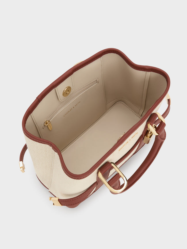 CHARLES & KEITH Women Mini Scottie Canvas Tote Bag_Brick