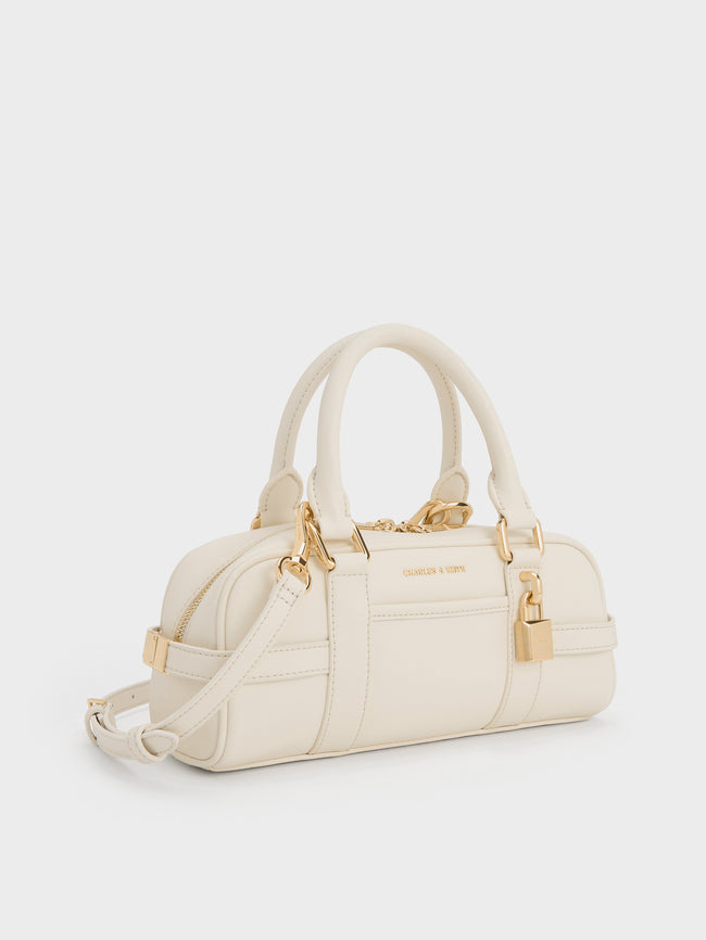 CHARLES & KEITH Women Scottie Bowling Bag_Cream