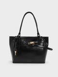 CHARLES & KEITH Women Delfina Belted Tote Bag -Noir