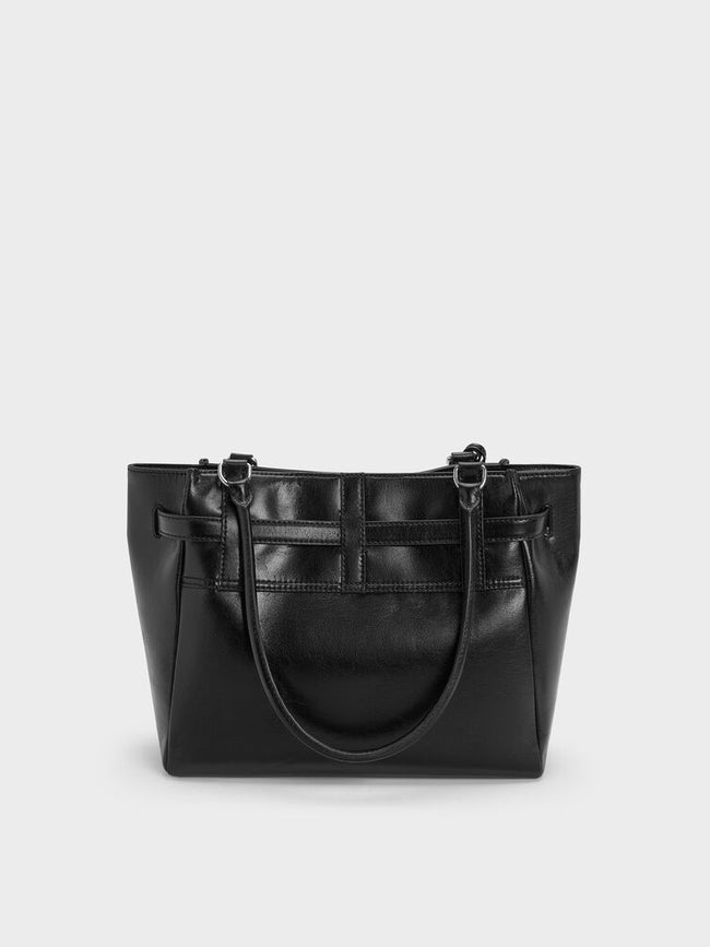 CHARLES & KEITH Women Delfina Belted Tote Bag -Noir