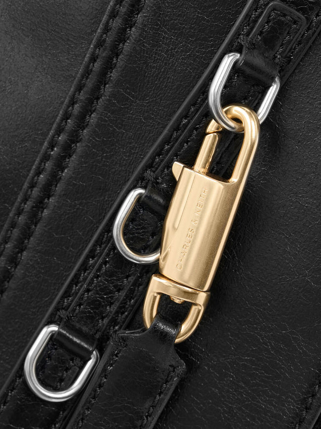 CHARLES & KEITH Women Delfina Belted Tote Bag -Noir