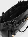 CHARLES & KEITH Women Delfina Belted Tote Bag -Noir