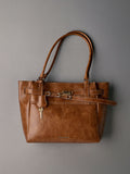 CHARLES & KEITH Women Delfina Belted Tote Bag - Distressed Tan
