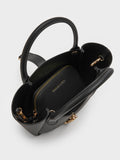 CHARLES & KEITH Women Agatha Chain-Accent Tote Bag_Black