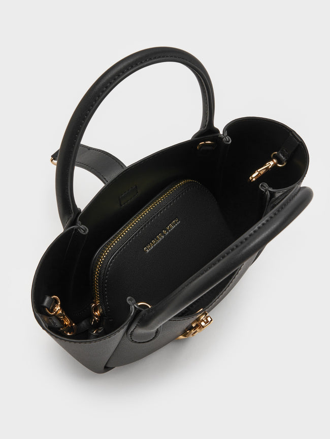 CHARLES & KEITH Women Agatha Chain-Accent Tote Bag_Black