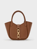 CHARLES & KEITH Women Agatha Chain-Accent Tote Bag_Chocolate