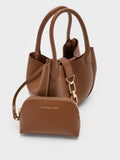 CHARLES & KEITH Women Agatha Chain-Accent Tote Bag_Chocolate