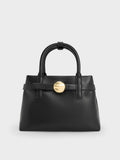 CHARLES & KEITH Women Mini Behn Belted Tote Bag -Black