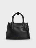 CHARLES & KEITH Women Mini Behn Belted Tote Bag -Black