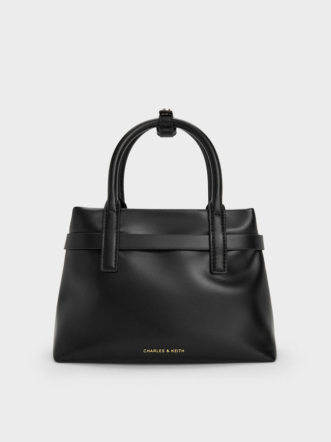 CHARLES & KEITH Women Mini Behn Belted Tote Bag -Black
