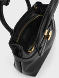 CHARLES & KEITH Women Mini Behn Belted Tote Bag -Black