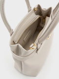 CHARLES & KEITH Women Mini Behn Belted Tote Bag -Shell Grey