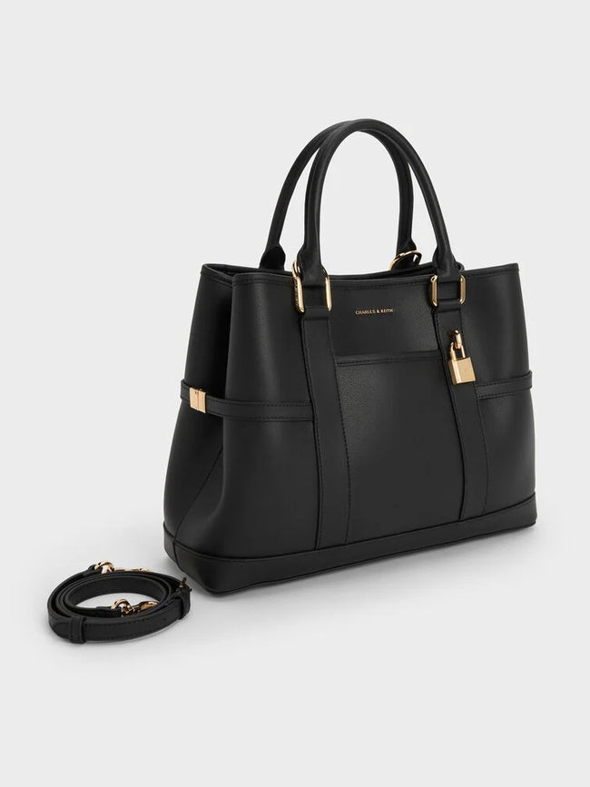CHARLES & KEITH Women Scottie Tote Bag -Black