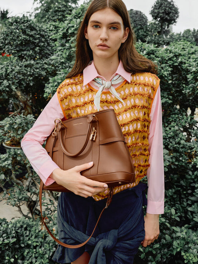 CHARLES & KEITH Women Scottie Tote Bag -Chocolate