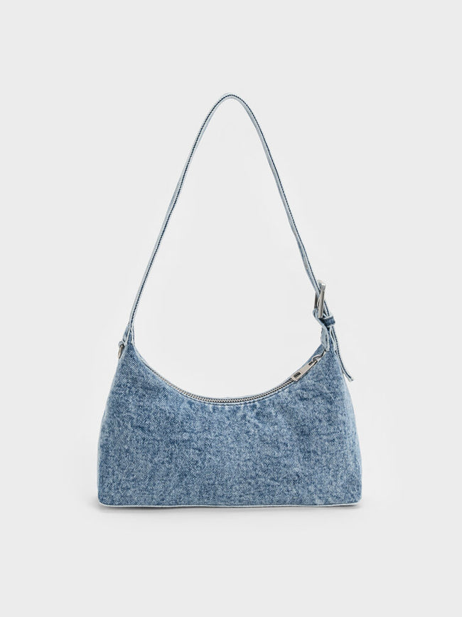 CHARLES & KEITH Women Finley Zip-Around Small Wallet -Denim Blue