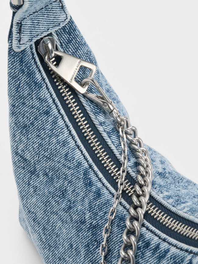 CHARLES & KEITH Women Finley Zip-Around Small Wallet -Denim Blue