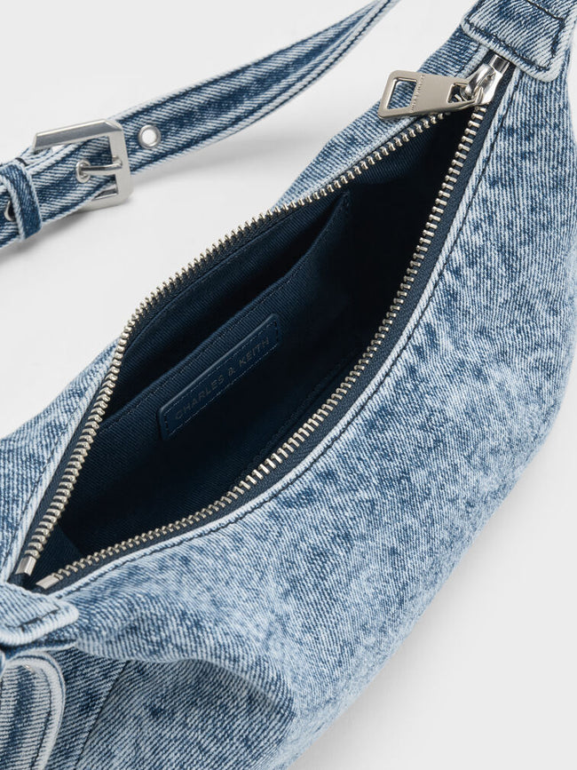 CHARLES & KEITH Women Finley Zip-Around Small Wallet -Denim Blue