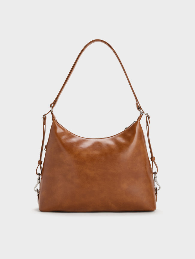 CHARLES & KEITH Women Atwood Chain Hobo Bag_Distressed Tan