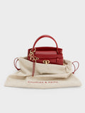 CHARLES & KEITH Women Aubrielle Horse-Motif Top Handle Bag_Tomato Red